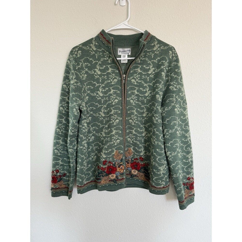 Vintage Pendleton Petites Embroidered Wool Zip Up Jacket Size M Outdoors 70s/80s
